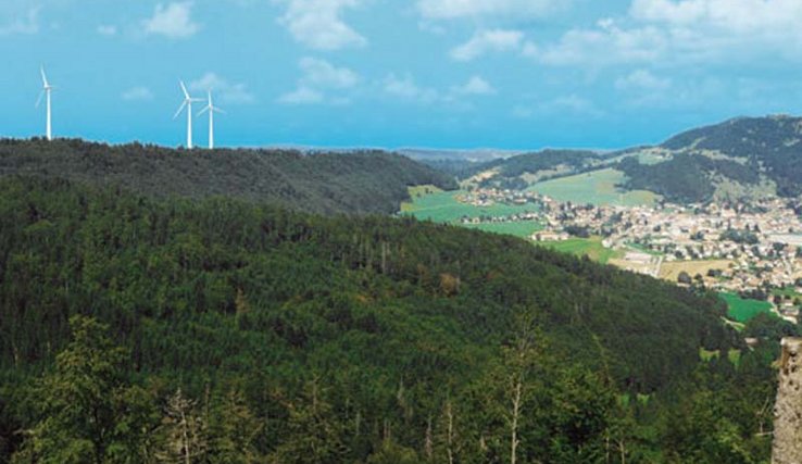 Futur parc éolien à Sainte-Croix: phomontage de Romande Energie