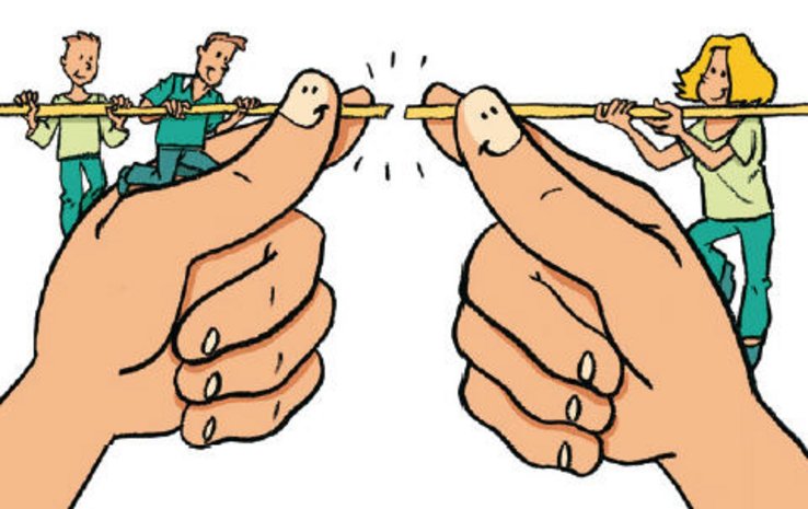 dessin: deux mains raccordant un fil sur lequel figurent des personnages