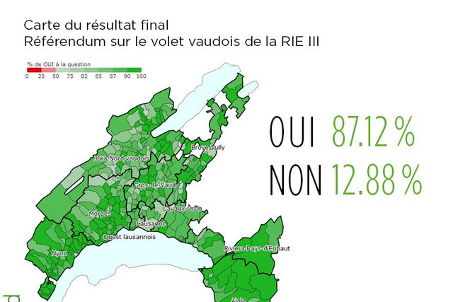 Carte des résultats finaux du Canton de Vaud
