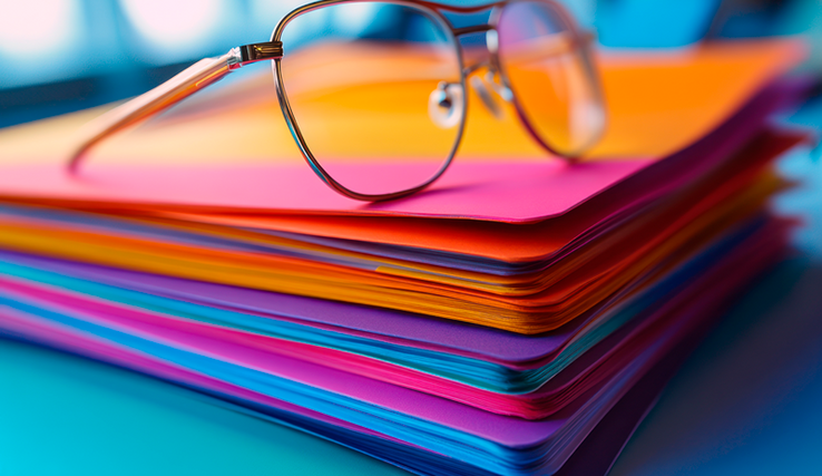 illustration (pile de dossiers et lunettes)