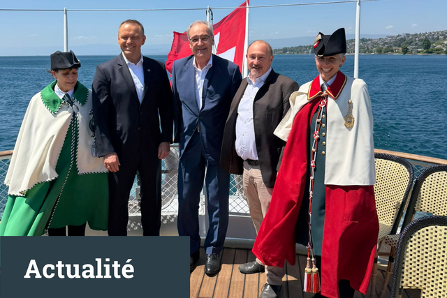 Photo des présidents de la Suisse, de la Pologne et du Canton de Vaud