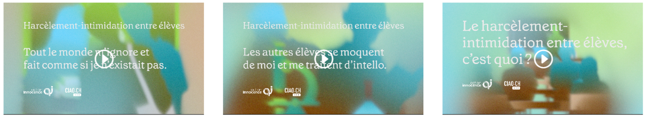 < Harcèlement-intimidation entre élèves : destinées en priorité aux 14-18 ans, trois nouvelles capsules vidéo en décryptent les mécanismes.