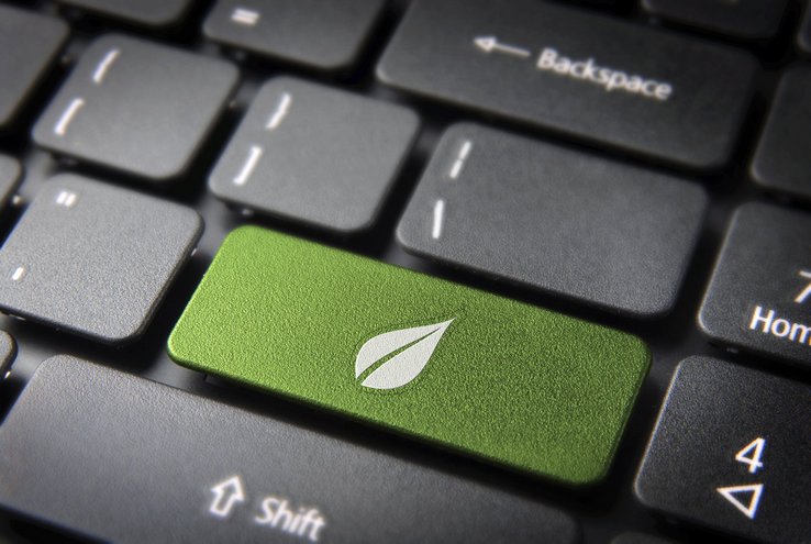Green leaf keyboard key, environment background illustration