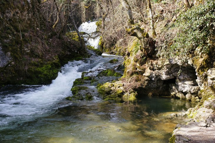 Une série de photos illustrant le cours de la Venoge, de la source à l'embouchure