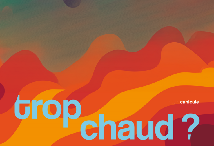 Illustration: base de la campagne "Trop chaud?" (motifs colorés en forme de flammes)