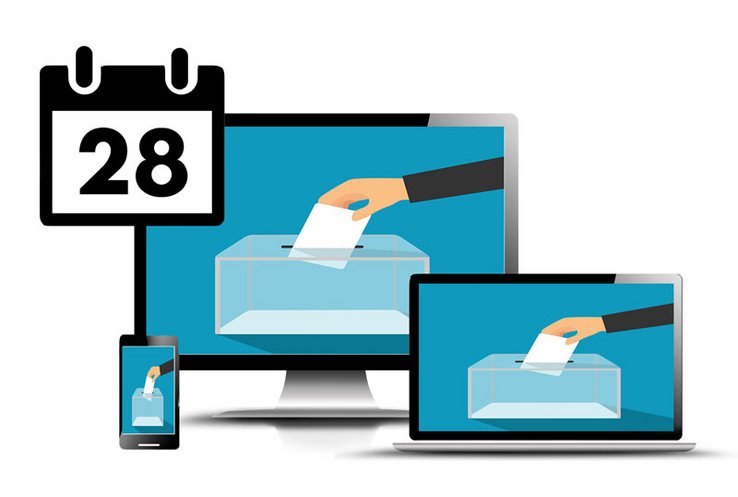 Illustration:la même urne stylisée sur divers écrans