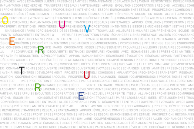 page de garde de la carte de vœux avec le mot "OUVERTURE"