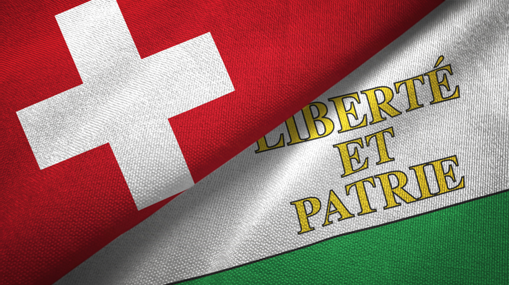 le drapeau suisse et le drapeau vaudois juxtaposés