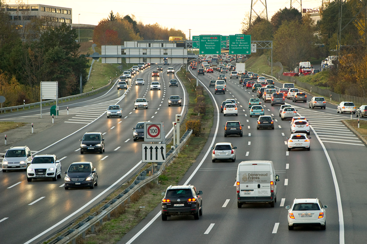 Vue de l'A1 à la jonction de Crissier.