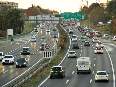Vue de l'A1 à la jonction de Crissier.
