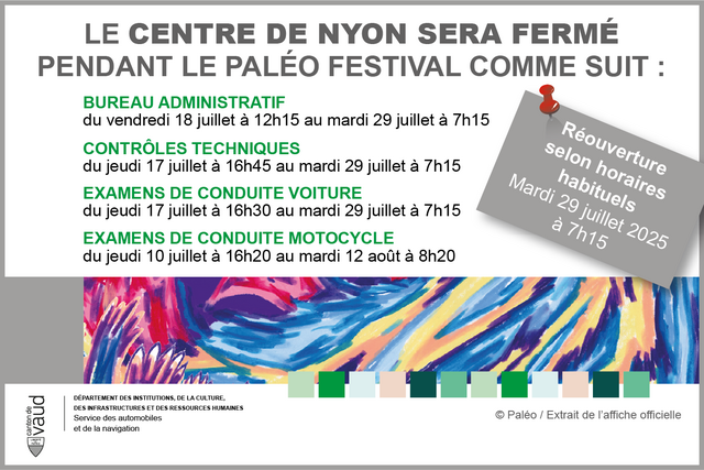 fermeture centre de nyon durant le Paleo festival