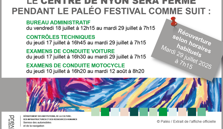 fermeture centre de nyon durant le Paleo festival