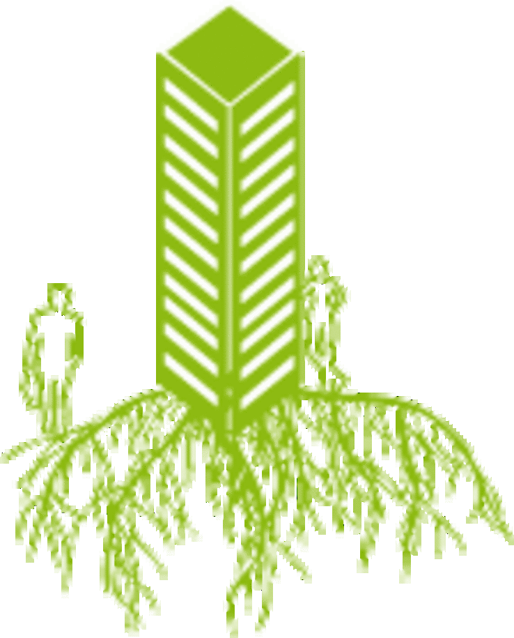 illustration (bâtiments d'entreprises avec racines)