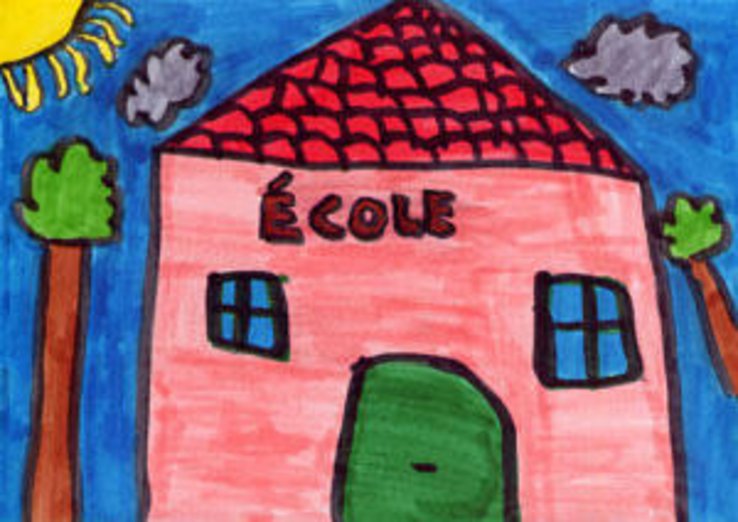 dessin d'enfant montrant une école