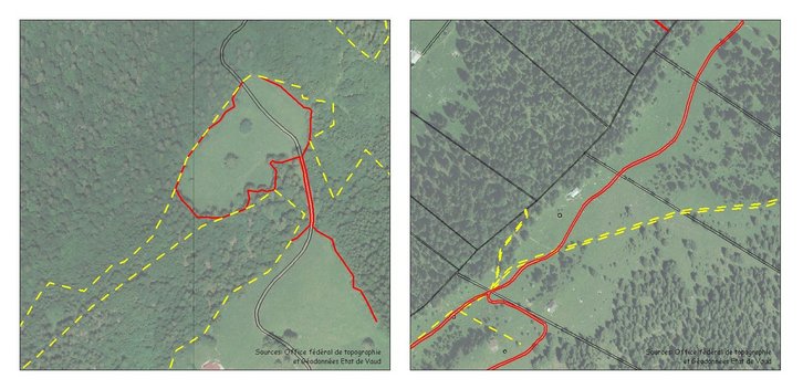 En jaune, le plan avant la mise à jour et en rouge, le plan après la mise à jour. cliquer pour agrandir En jaune, le plan avant la mise à jour et en rouge, le plan après la mise à jour.