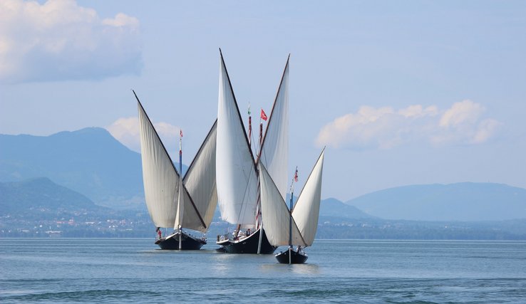 Neptune Demoiselle et Aurore à Ouchy, Régate du Centenaire, 2015, © Roland Grunder