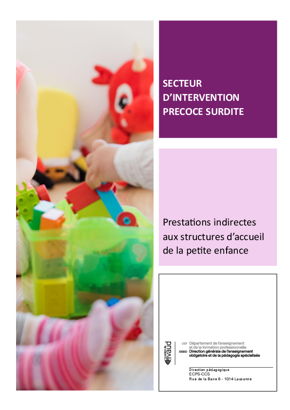 Prestations indirectes aux structures d’accueil de la petite enfance