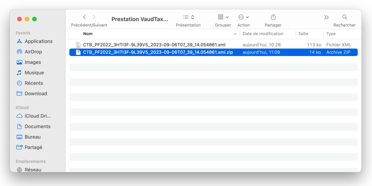 Importer un fichier « .xml » 2022 établi avec Safari (Mac)