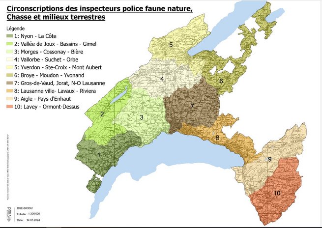 Carte des circonscriptions chasse et milieux terrestres