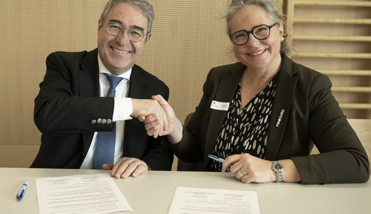 La conseillère d'Etat fribourgeoise Sylvie Bonvin-Sansonnens et le conseiller d'Etat vaudois Frédéric Borloz.