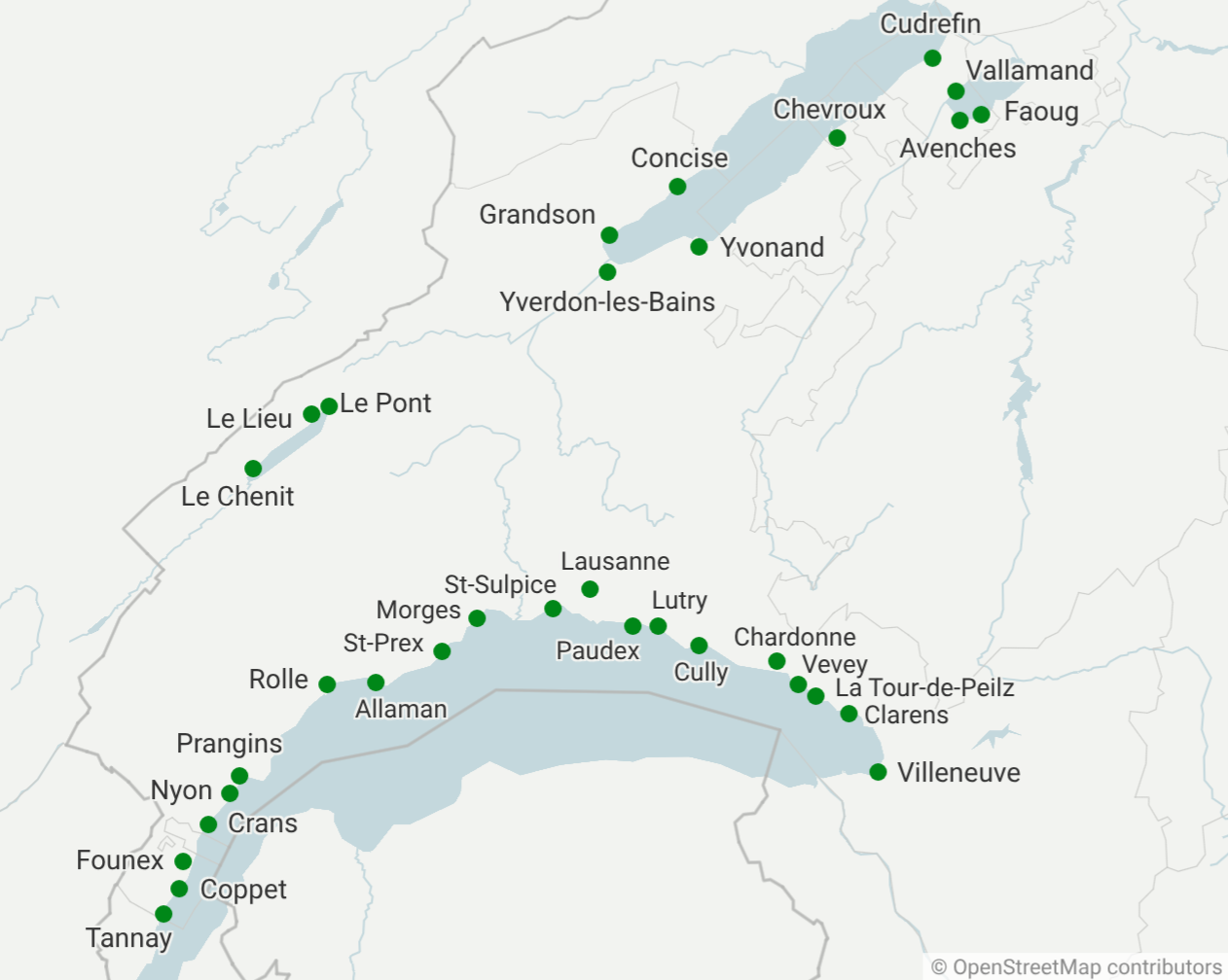 Carte des ports du Canton de Vaud