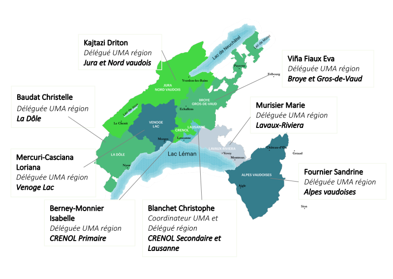 Carte des déléguées et délégués régionaux UMA