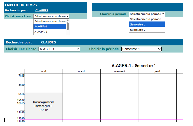 Exemple horaire