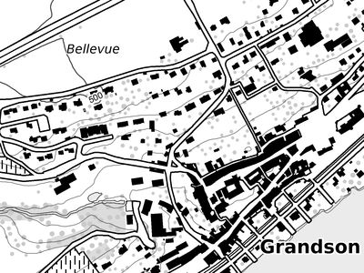 Échelle 1:10'000, variante noir et blanc plan de base à l'échelle 1 dix-millième dans sa variante noir et blanc.