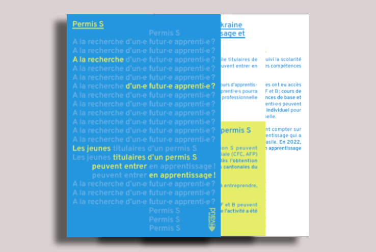 Couverture dépliant « Permis S : A la recherche d'un-e futur-e apprenti-e? »