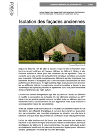 Première page de la publication "Isolation des façades anciennes"