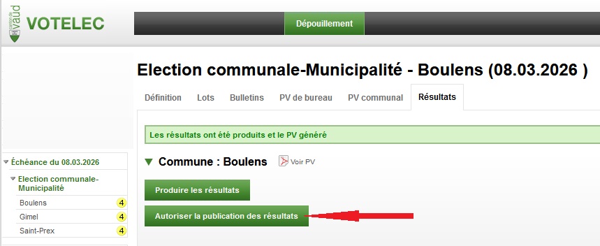 Muni publication résultats