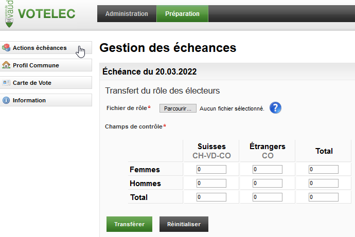 Transfert des électeurs