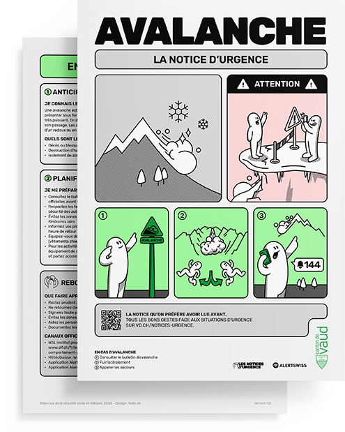 Mockup de la notice pour le danger d'avalanche.