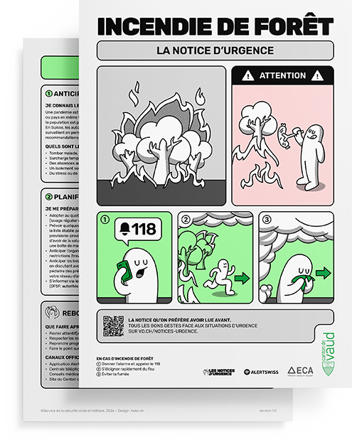 Mockup de la notice pour le danger d'incendie de forêt.