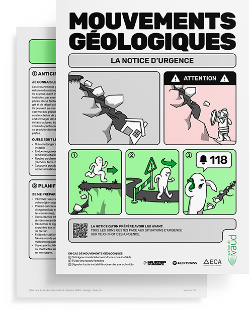 Mockup de la notice pour le danger de mouvement géologique.