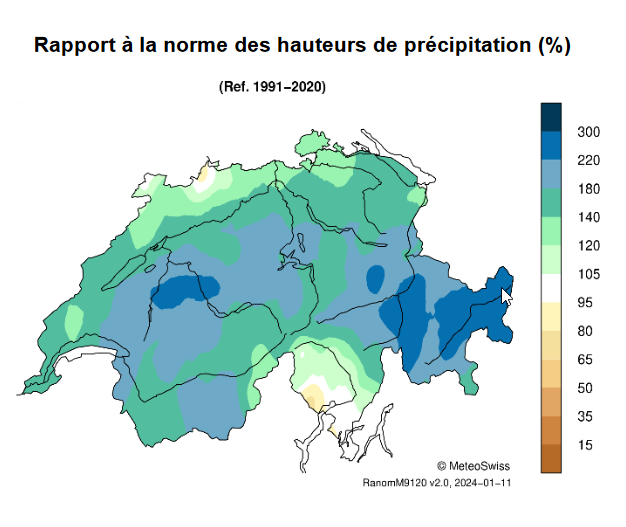 Précipitation moyenne du mois de décembre entre 1991 - 2020