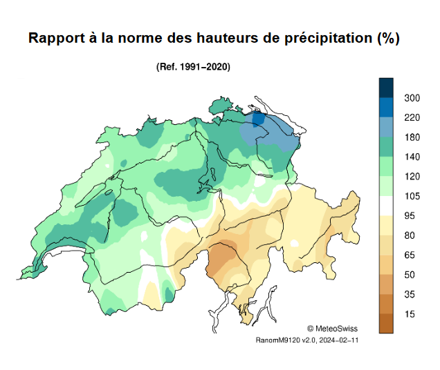 Précipitation moyenne du mois de janvier entre 1991 - 2020