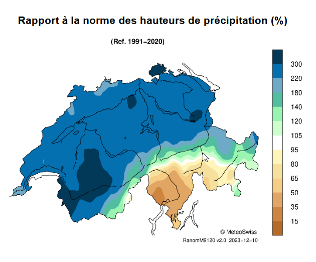 Précipitation moyenne du mois de novembre entre 1991 - 2020
